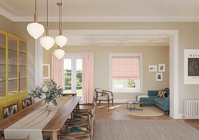 Lace Stripes, Toast Orange - Motorised Roman Blind - Image 8